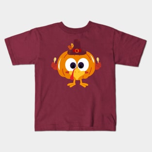 Great Funny turkey pumpkin Let's Get Basted Thanksgiving Kids T-Shirt